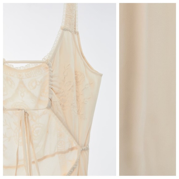 NWT. Zara Cream 100% Viscose Embraided Long Dress. Size S. - Picture 9 of 13